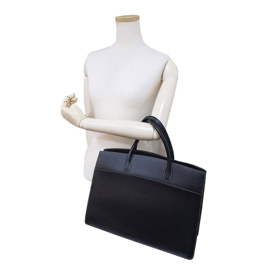 Hermes Bag White Bus GM 40 Handbag Black Fjord Leather W15.7xH11.6in B Stamp 99