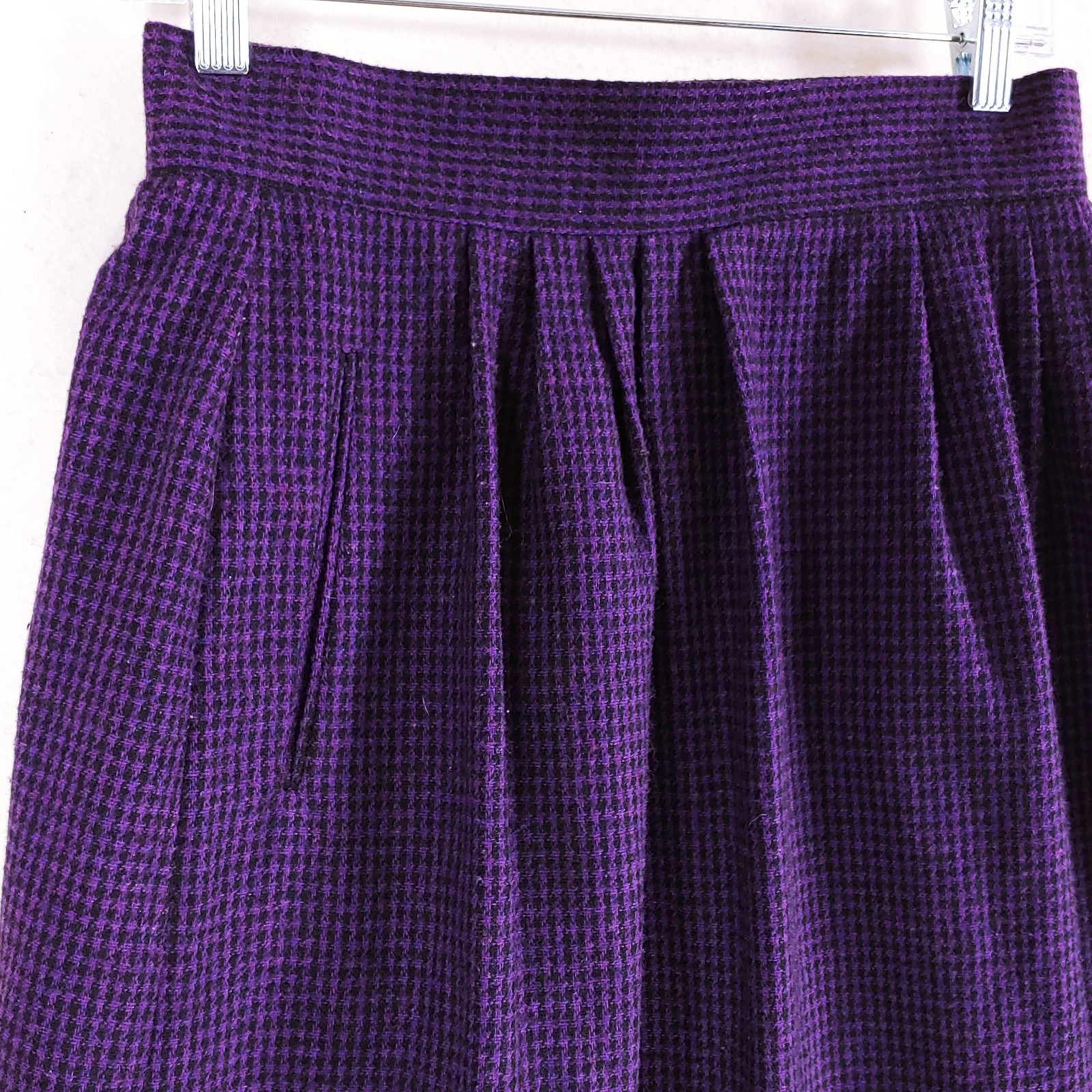 Norton Mcnaughton Tweed Skirt Womens S 10UK Plaid Purple Wool Poly Pleated Lined