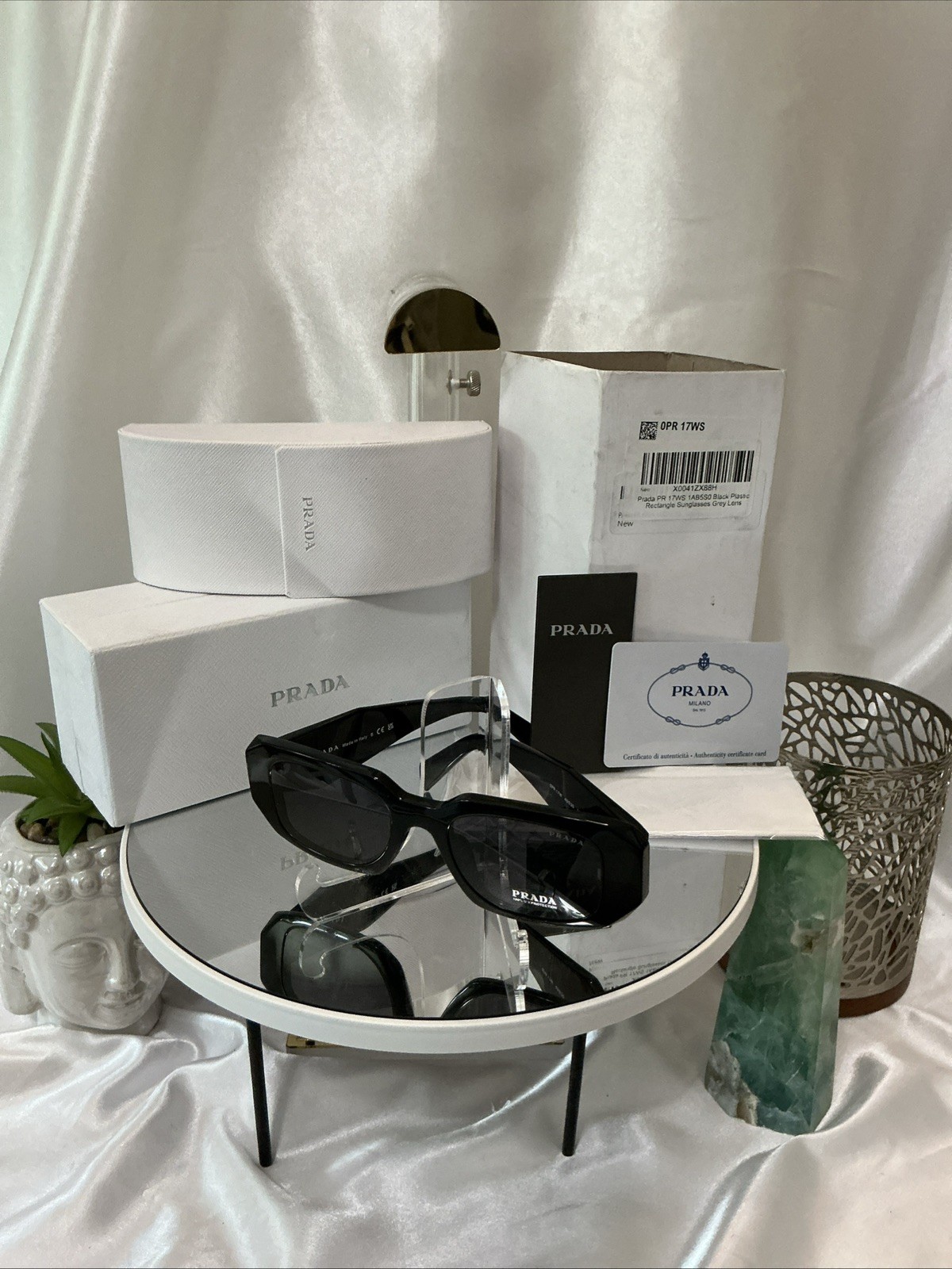 NIB PRADA BLACK RECTANGLE 1AB5S0 EYEWEAR PRADA 49-20-145