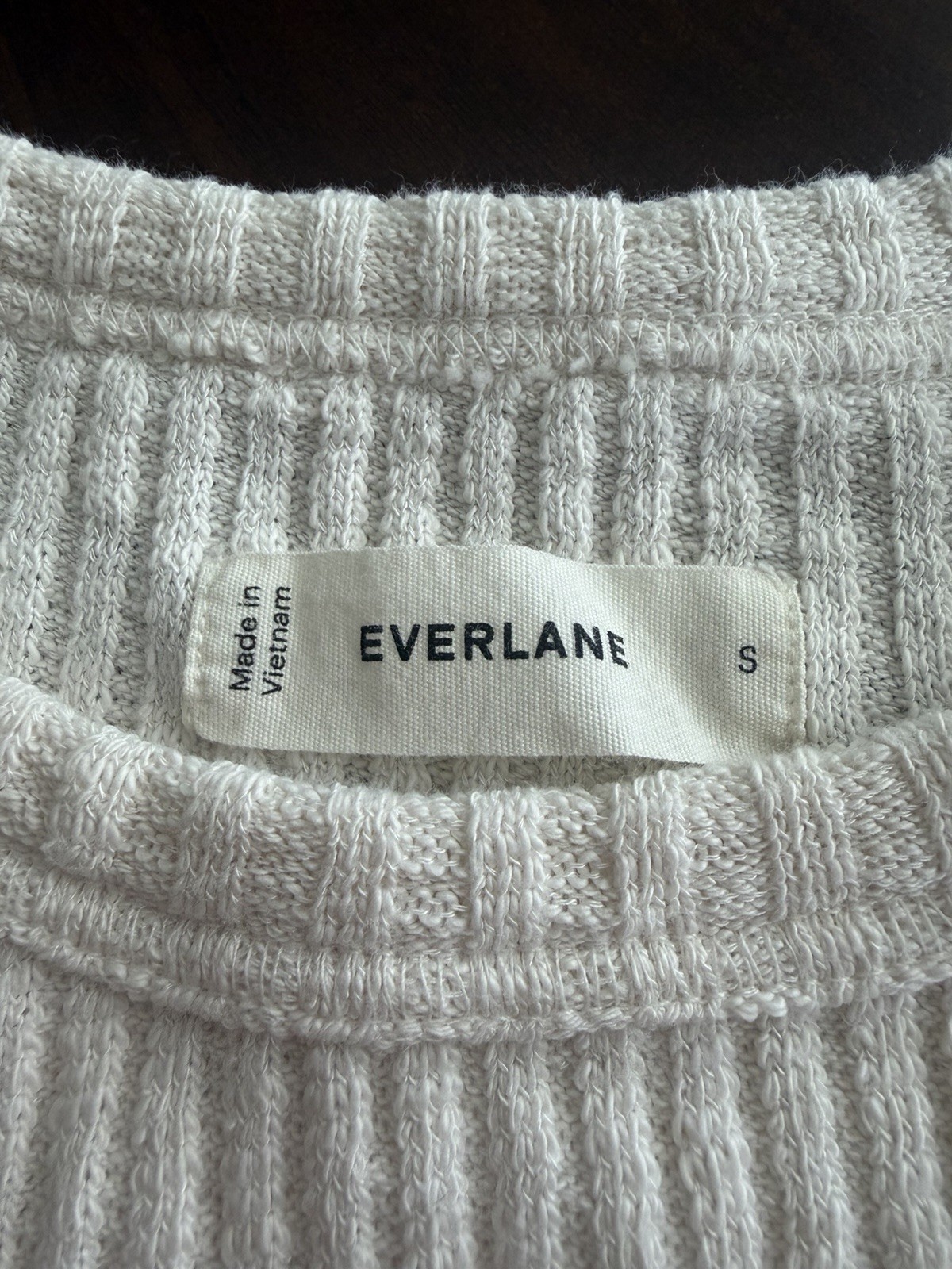 Everlane Ivory Rib-Knit Crew Neck Long Sleeve Pullover Sweater Women’s S