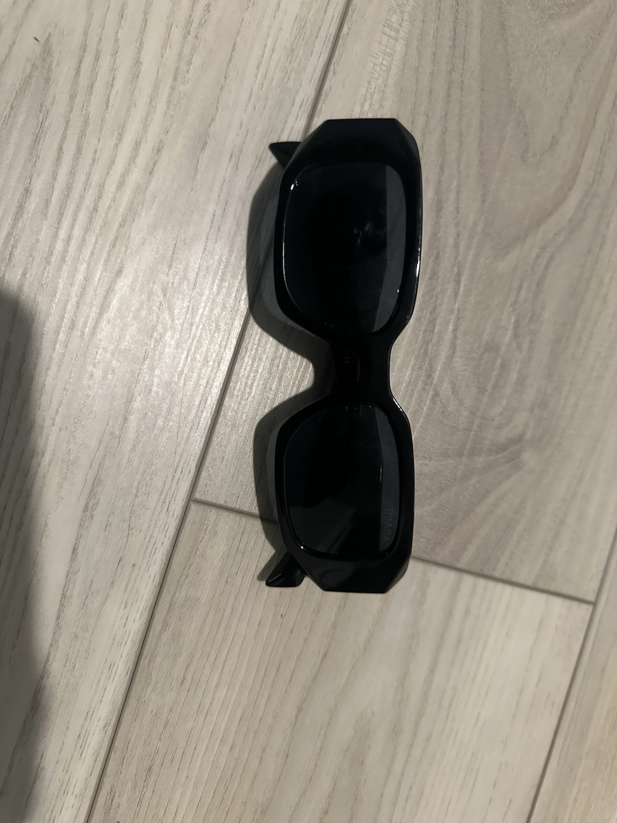 PRADA Women’s Oversized Square Sunglasses Black Frame/Lens Plastic Tinted Logo