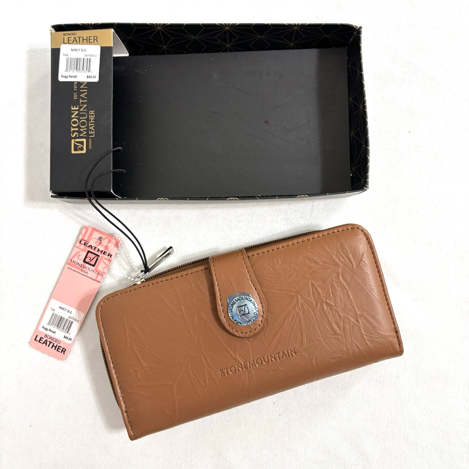 Stone Mountain Nancy Brown Leather Wallet 7.75″ X 4″ Width NEW