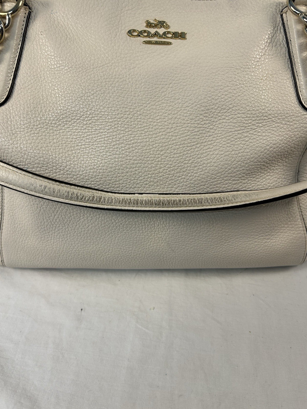 Coach F29007 Ava Chain Tote In Ivory Crossgrain Leather