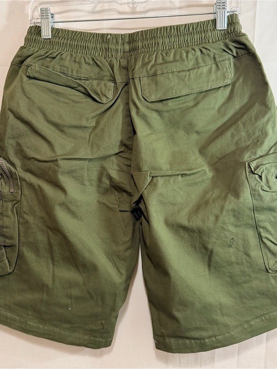 Urban Man Long Length Elastic Waist with Drawstring Green Cargo Shorts XS – XL
