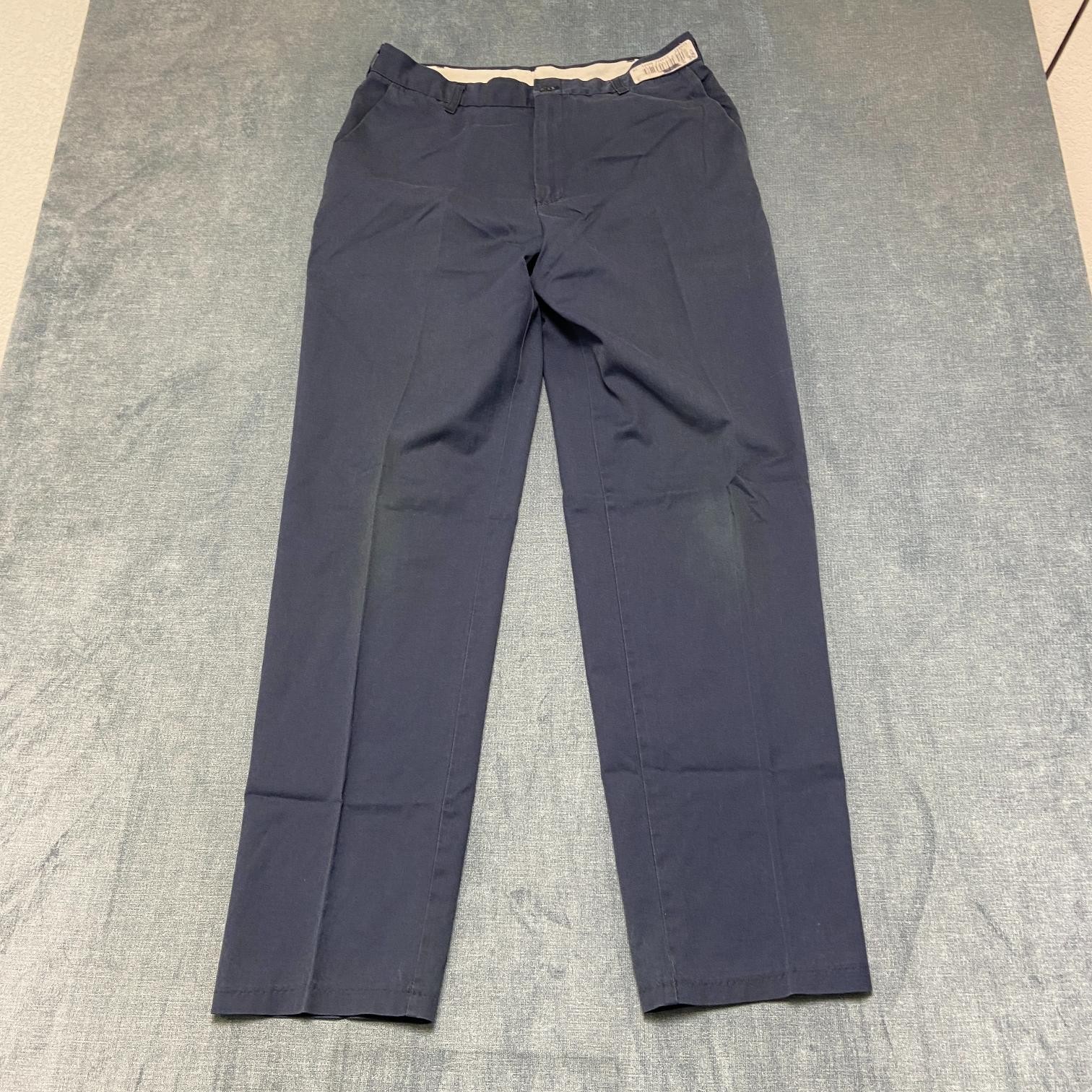 Cintas Comfort Flex Chino Pants Mens 34 Blue Mid Rise Relaxed Fit Straight Leg