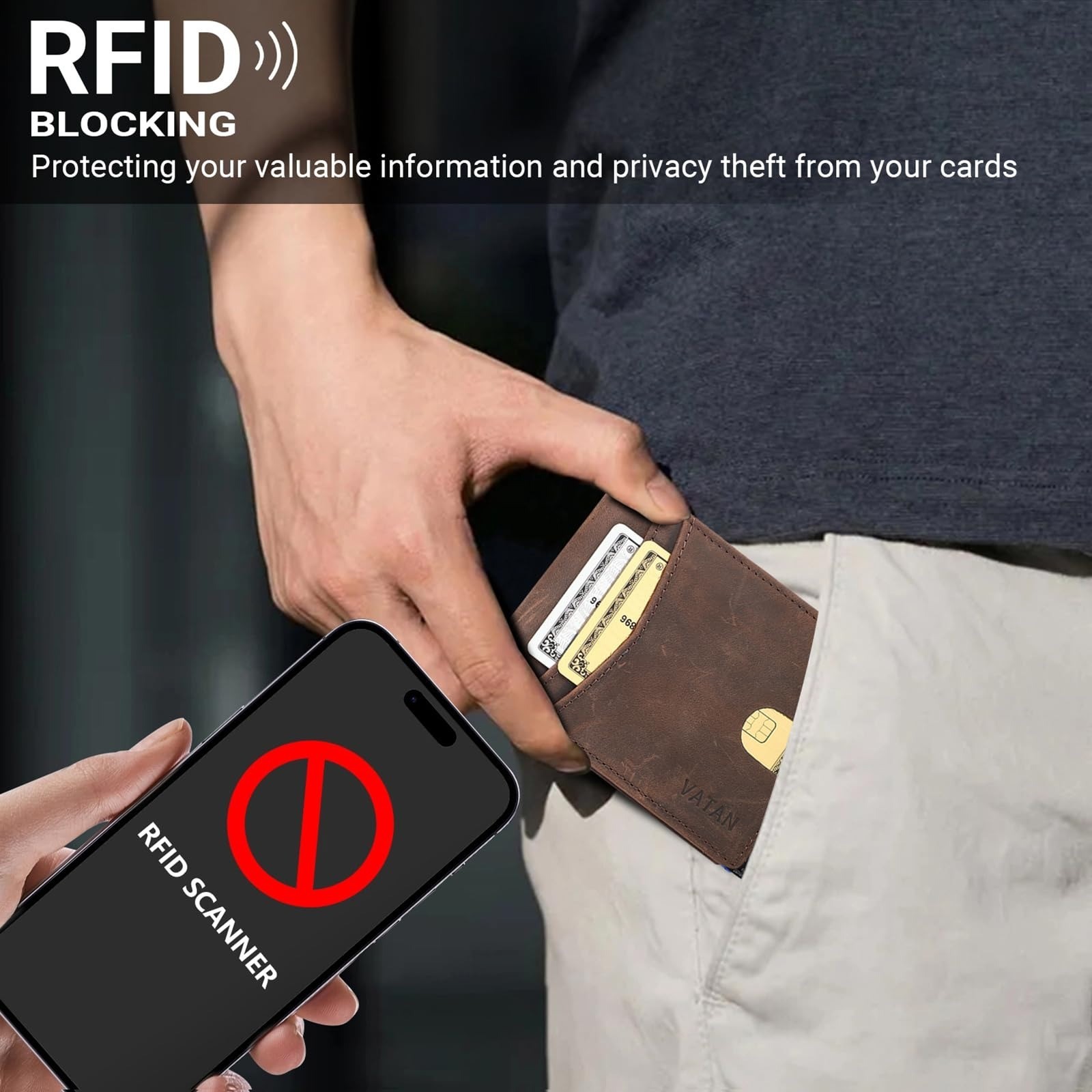 VATAN Slim Bifold RFID Blocking Leather Wallet for Men – 15 Card Holder