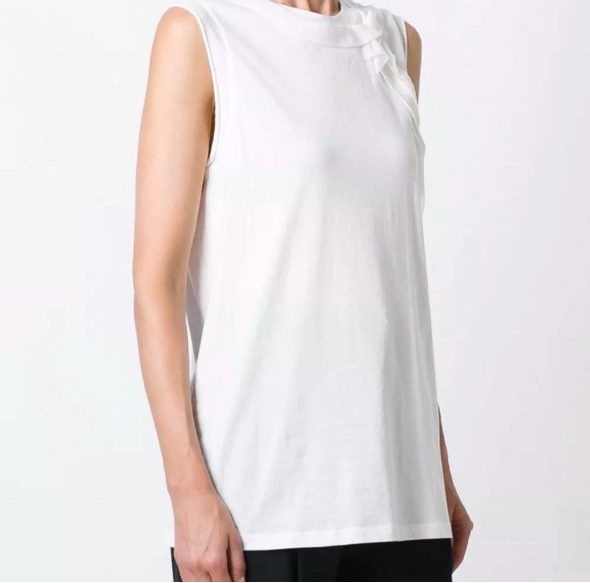 NWT 3.1 Phillip Lim Cascading Silk Ribbon Cotton Tank Top White Sz M