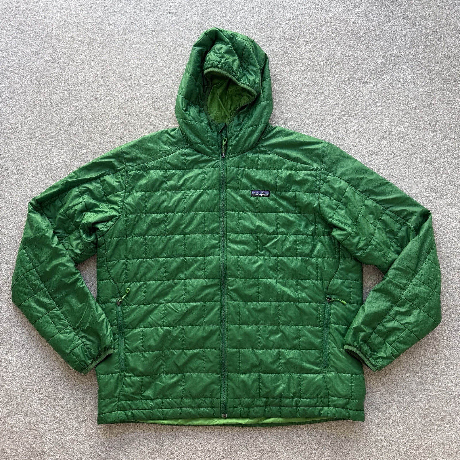 Patagonia Jacket Men’s Nano Puff Hoody XL Green Full Zip Puffer Outdoor 84220