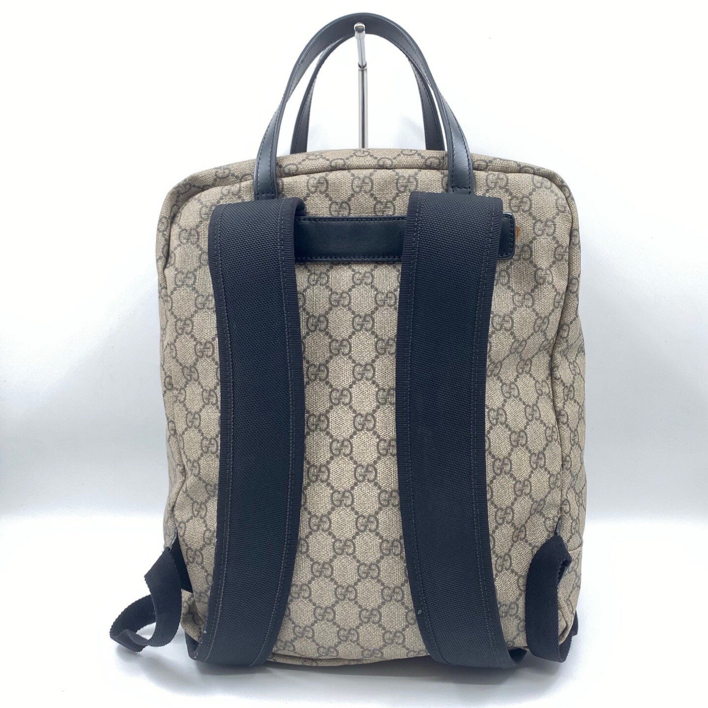 Gucci Sherry Ophidia GG Supreme Monogram Backpack Beige Canvas Web Black 051809