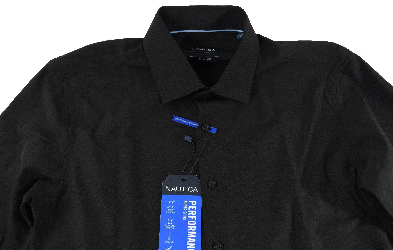 Nautica Men’s Dress Shirt New S 14 -14.5 32/33 Black Button Up Stretch Slim Fit