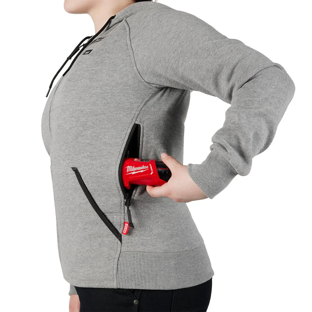 Milwaukee M12 Women’s Heated Hoodie Kit – Medium (Gray) (w/ Battery) – 336G-21M