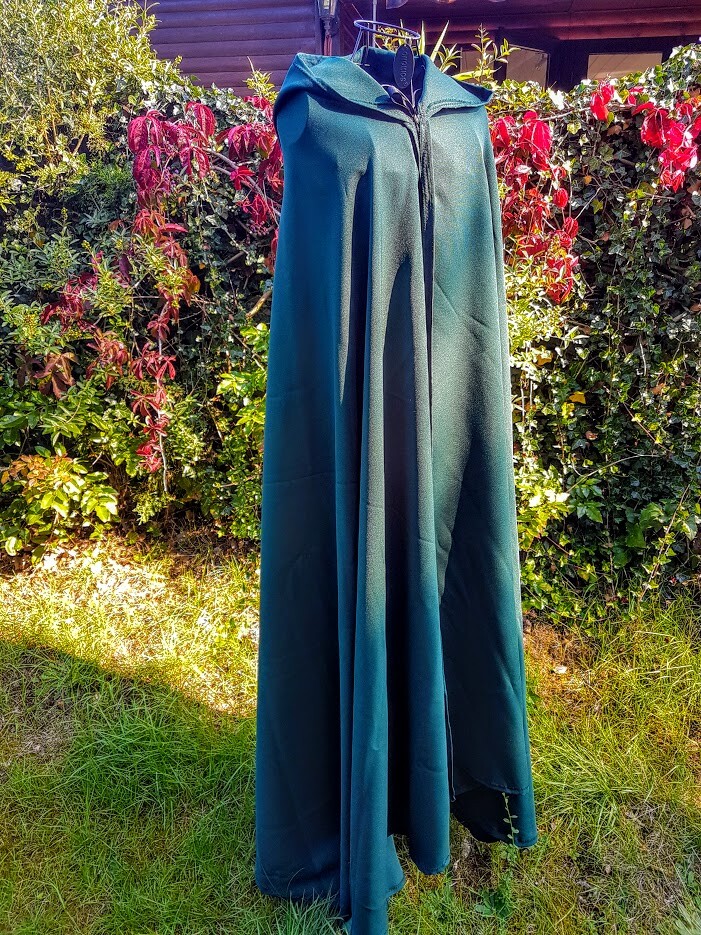 Hooded Cloak Cape Viking Medieval Dark Brown Grey Green Black Red
