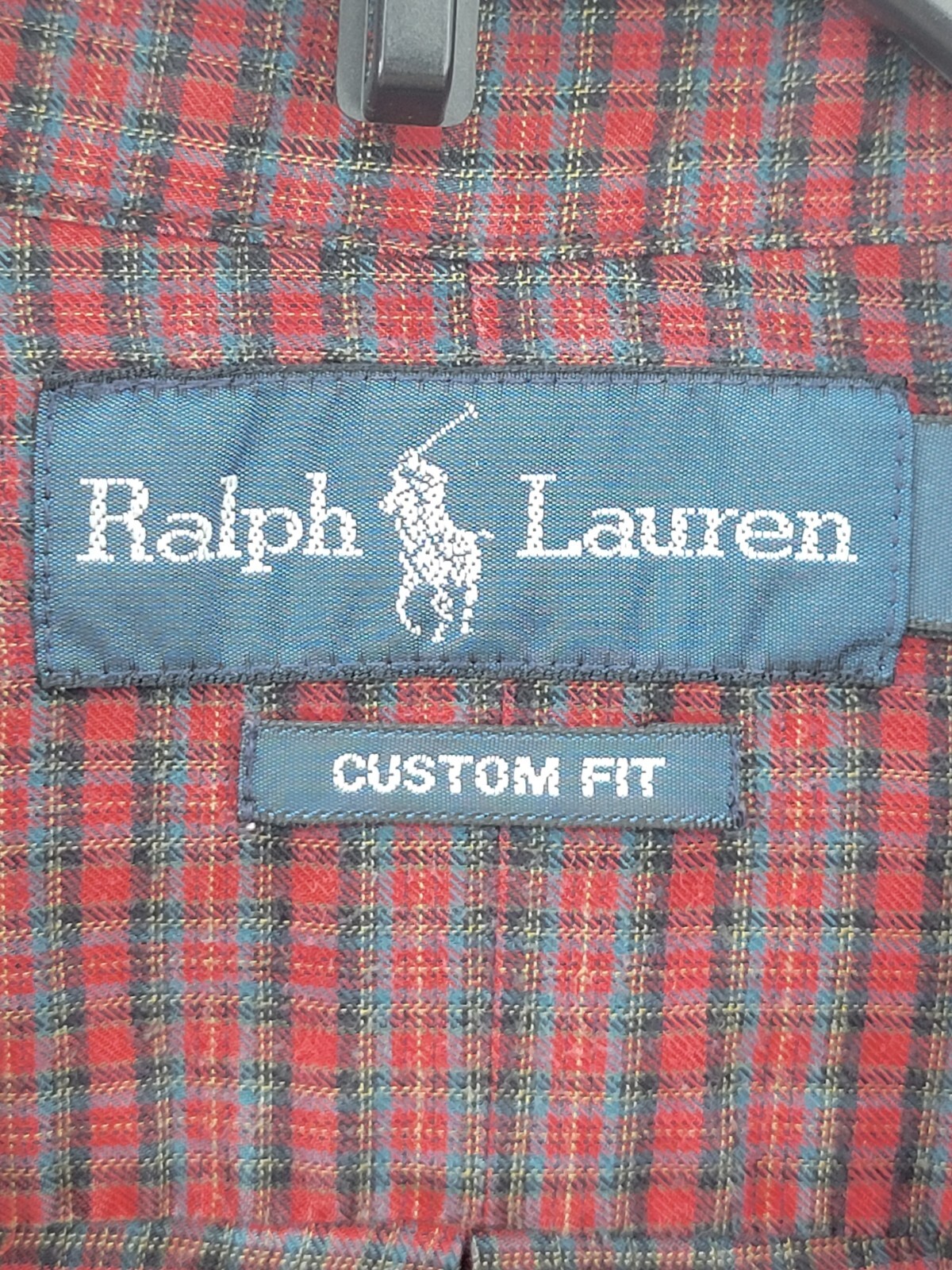 Ralph Lauren Shirt Mens XL Red Plaid Custom Fit Button Down Pony Long Sleeve