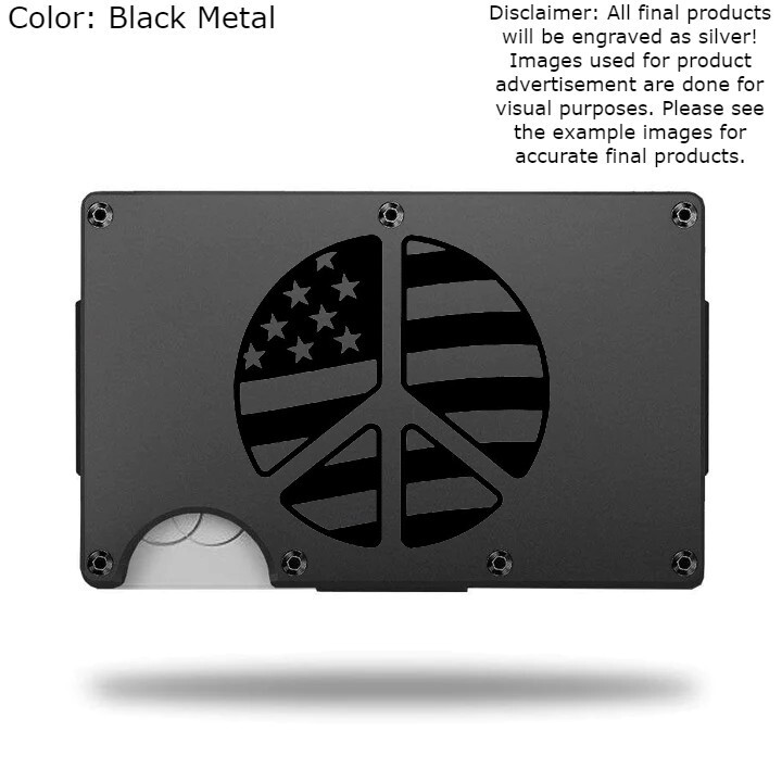 Custom AMERICAN FLAG PEACE SIGN Laser Engraved Wallet – Pick A Wallet Color