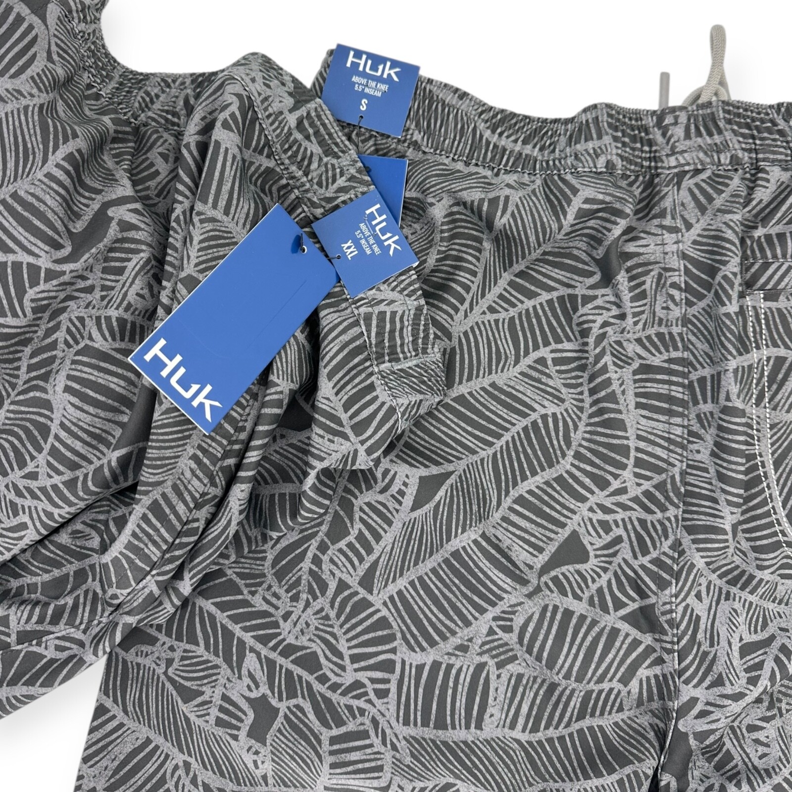 HUK Swim Trunks Linear Leaf LINED Volley Hybrid Short Size XXL NWT Volcanic Ash