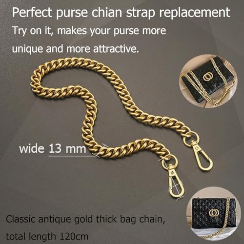 Upscale Replacement Purse Chain 47″, Wide 13mm Chunky Aluminum Metal Purse
