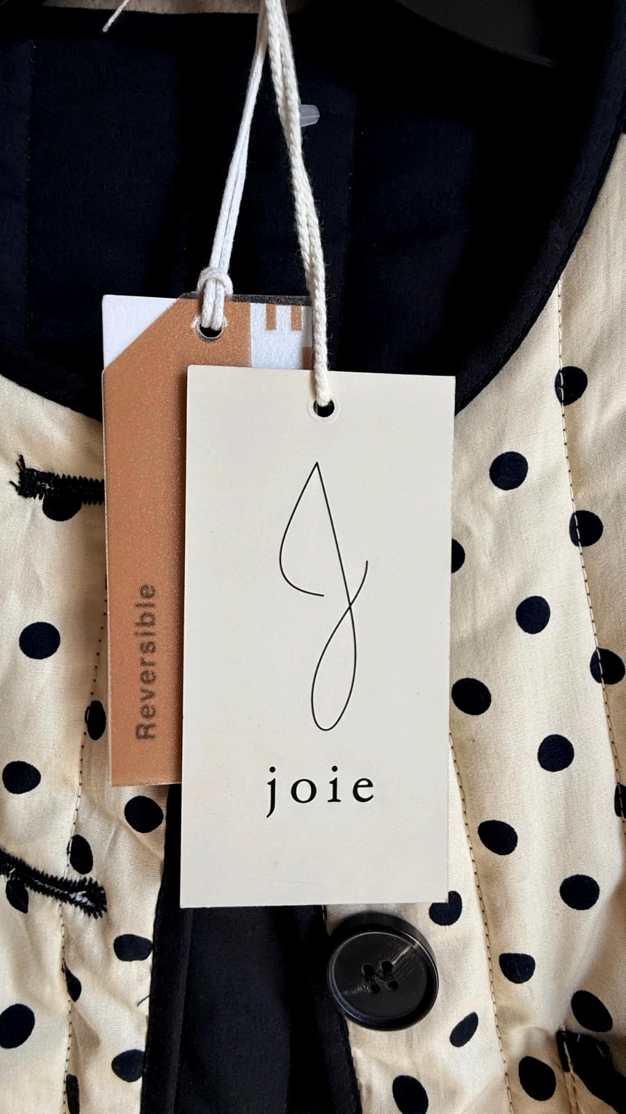 Joie Reversible Quilted Jacket Cream Polka Dot Black Cotton Size S NWT