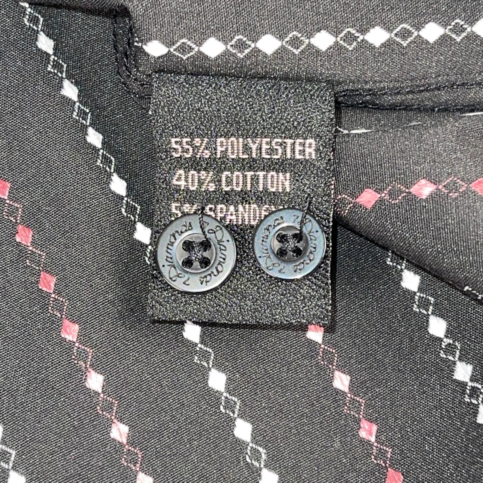7 Diamonds Mens Black Pink Vertical Striped Button Down Dress Shirt L