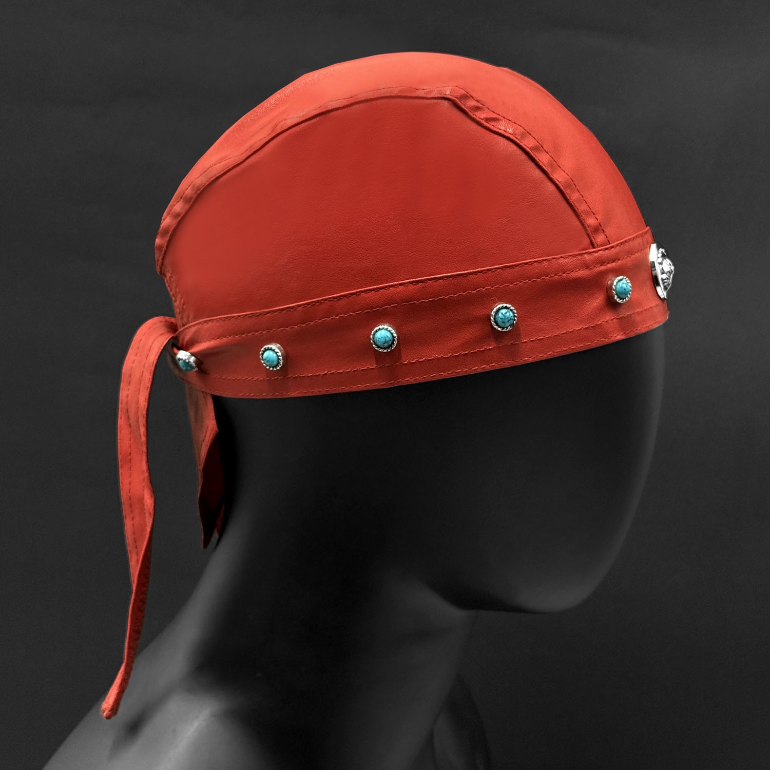 Punk Cycling Bandana Doo Rags Skull Cap Motorcycle Biker Leather Cap Red