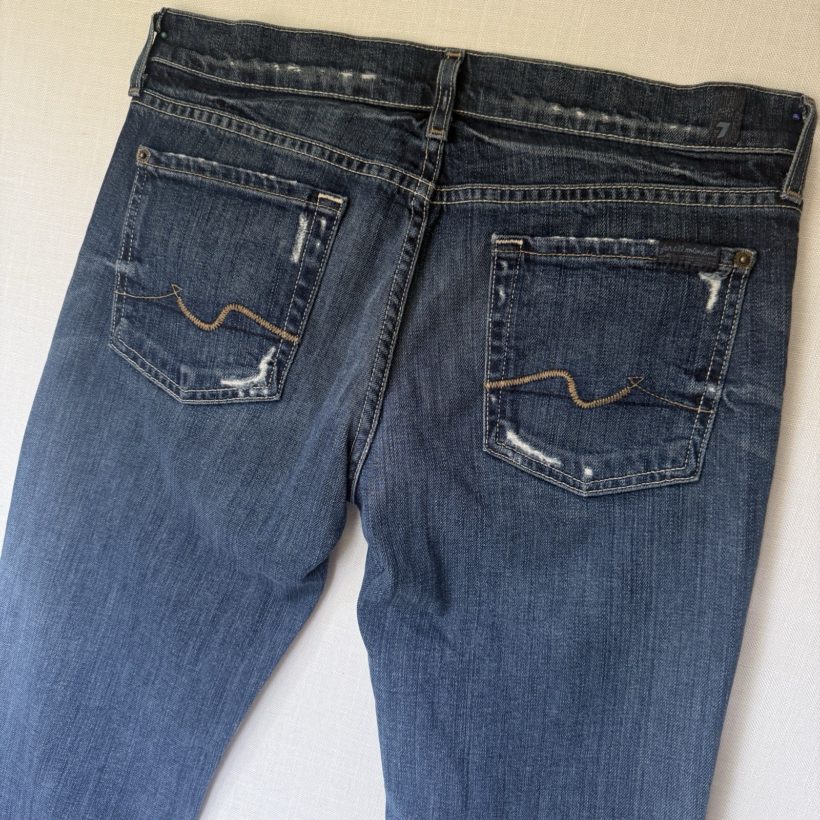 7 For All Mankind Bootcut Distressed Organic Cotton Jeans – Size 29 Low Rise