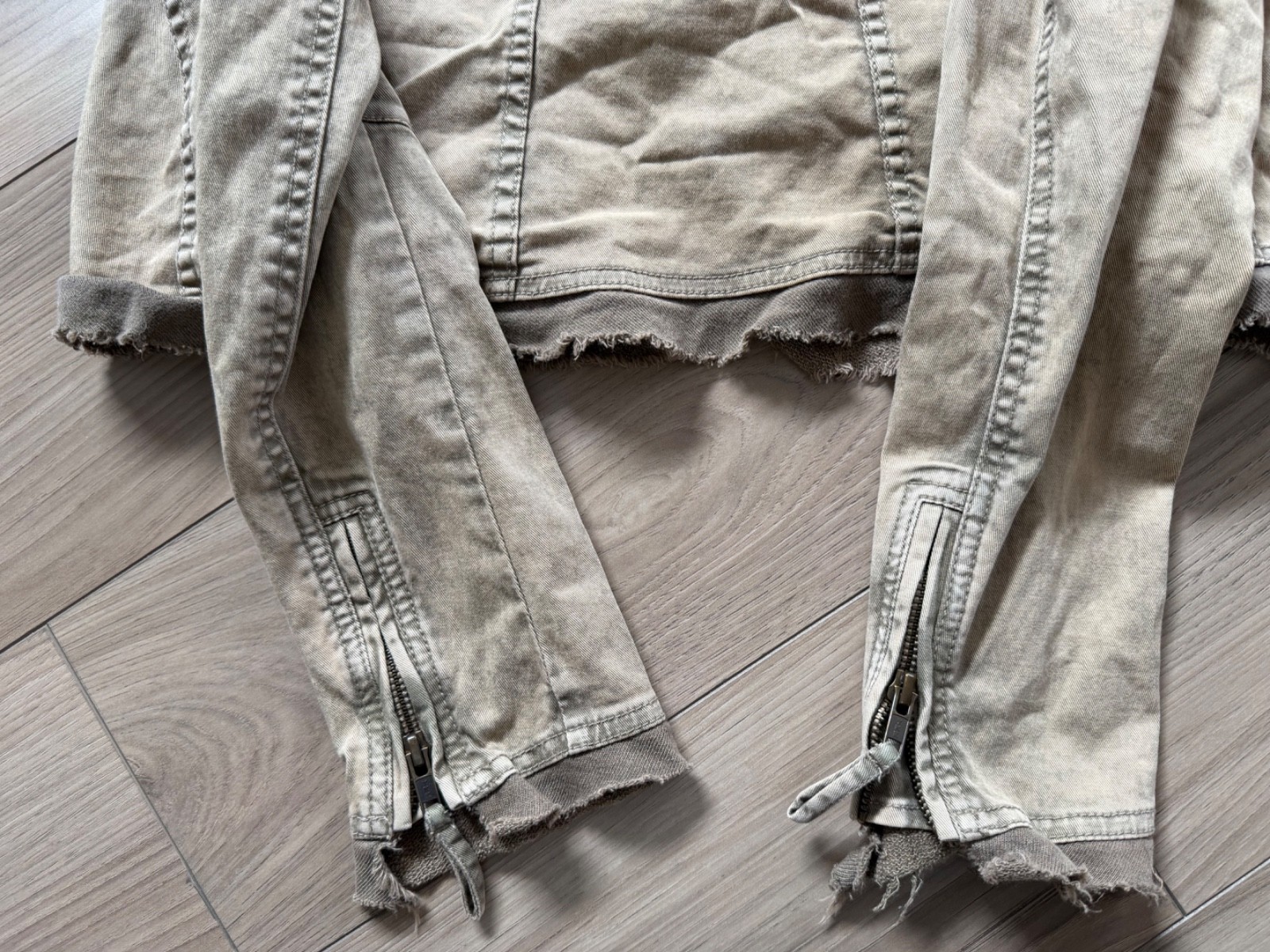 Free People Collapsing Twill Asymmetrical Moto Military Jacket Lt Brown/Tan S