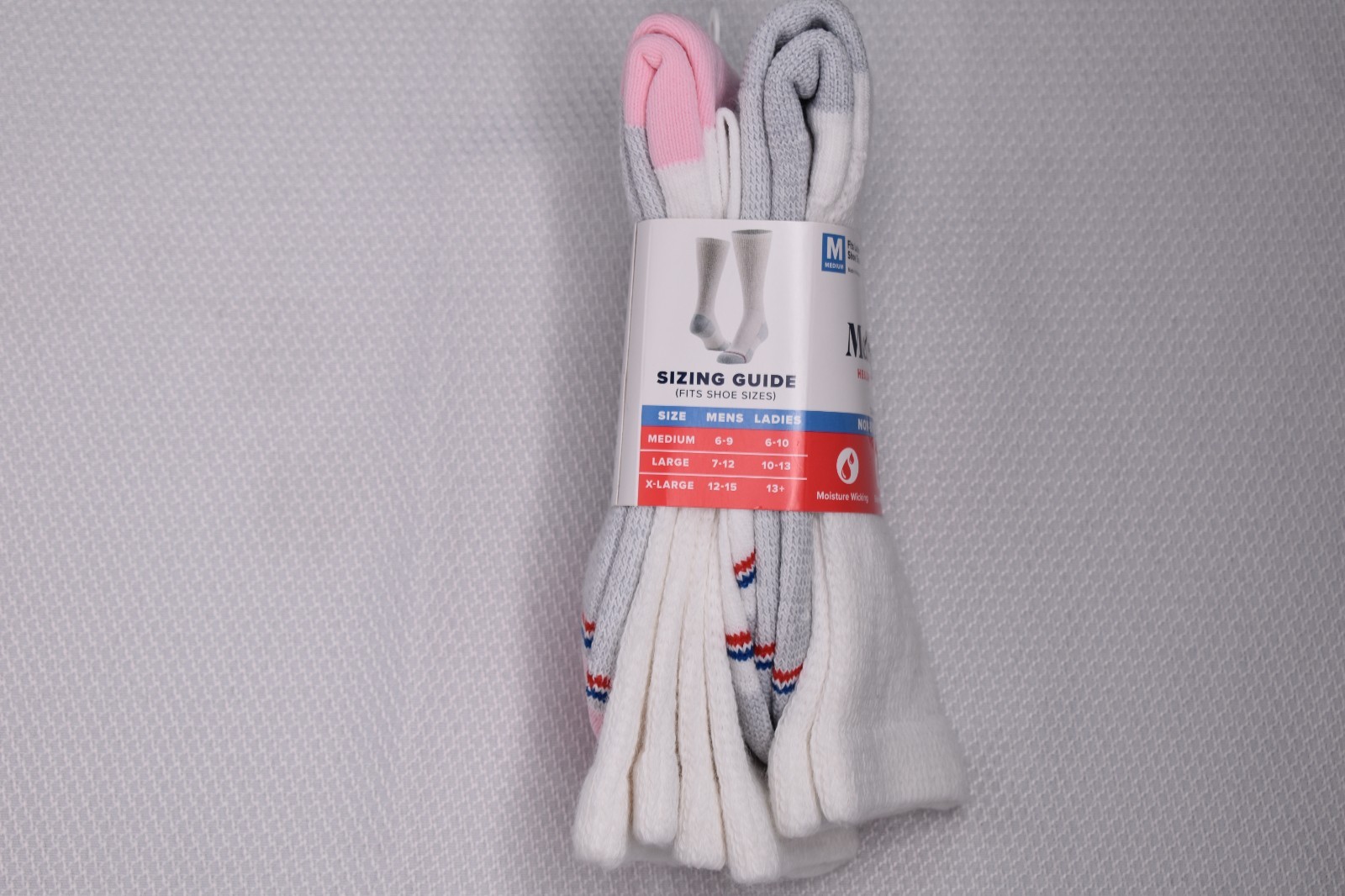 NWT MEDIPEDS LOT OF 2 Three-Pack Non-Binding Crew Socks White