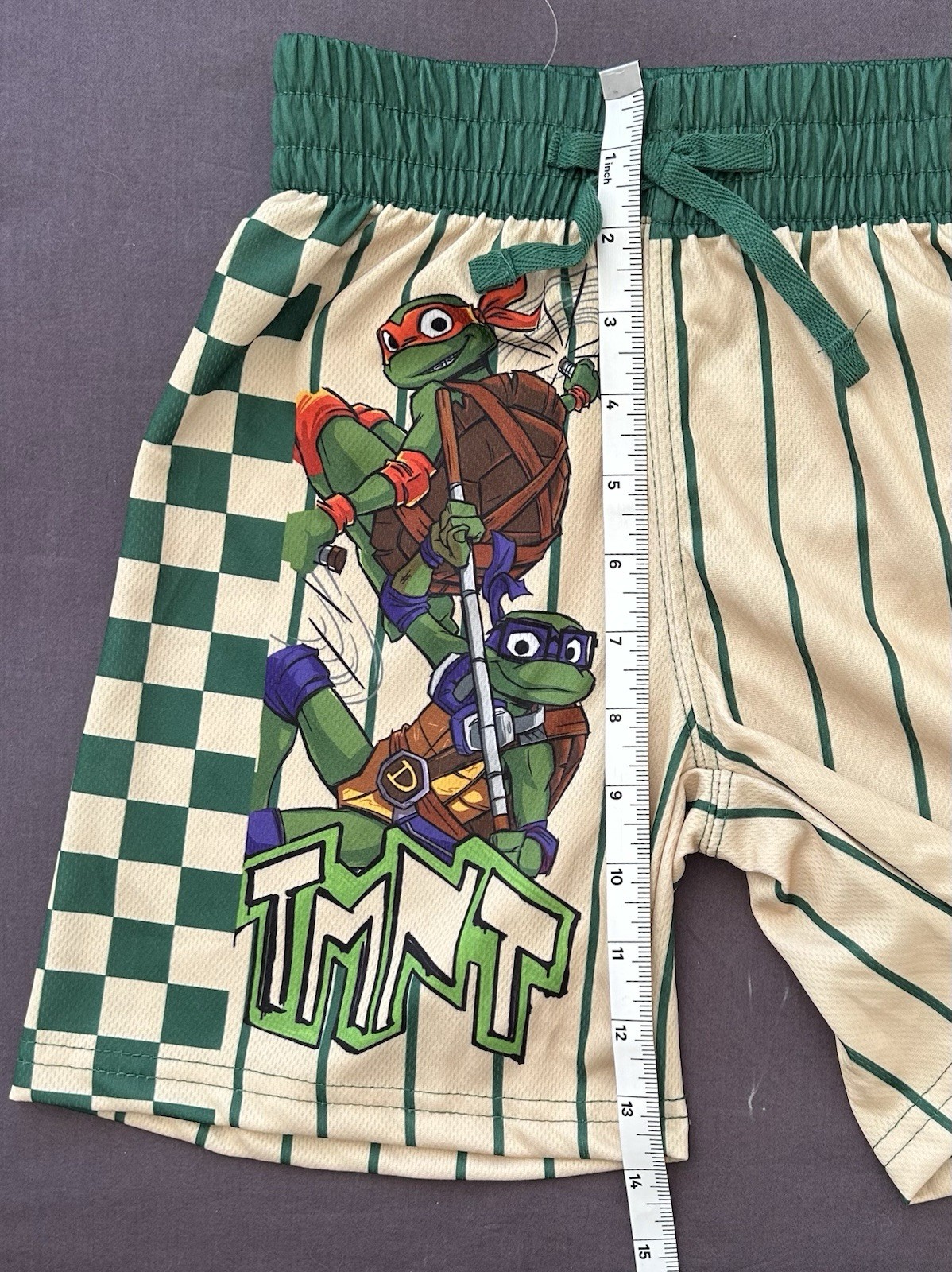 NWOT: Nickelodeon TMNT Boys 2-Pc Mesh Jersey & Shorts Set Size 6/7 Green/Beige