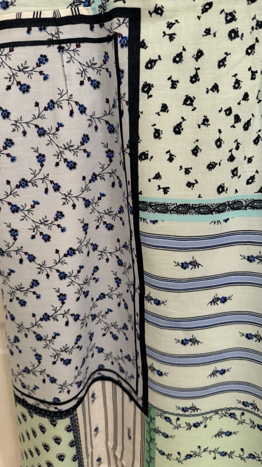 LOFT Petite Floral Patchwork Print Sundress XXSP NWOT Shades of Blue & Green