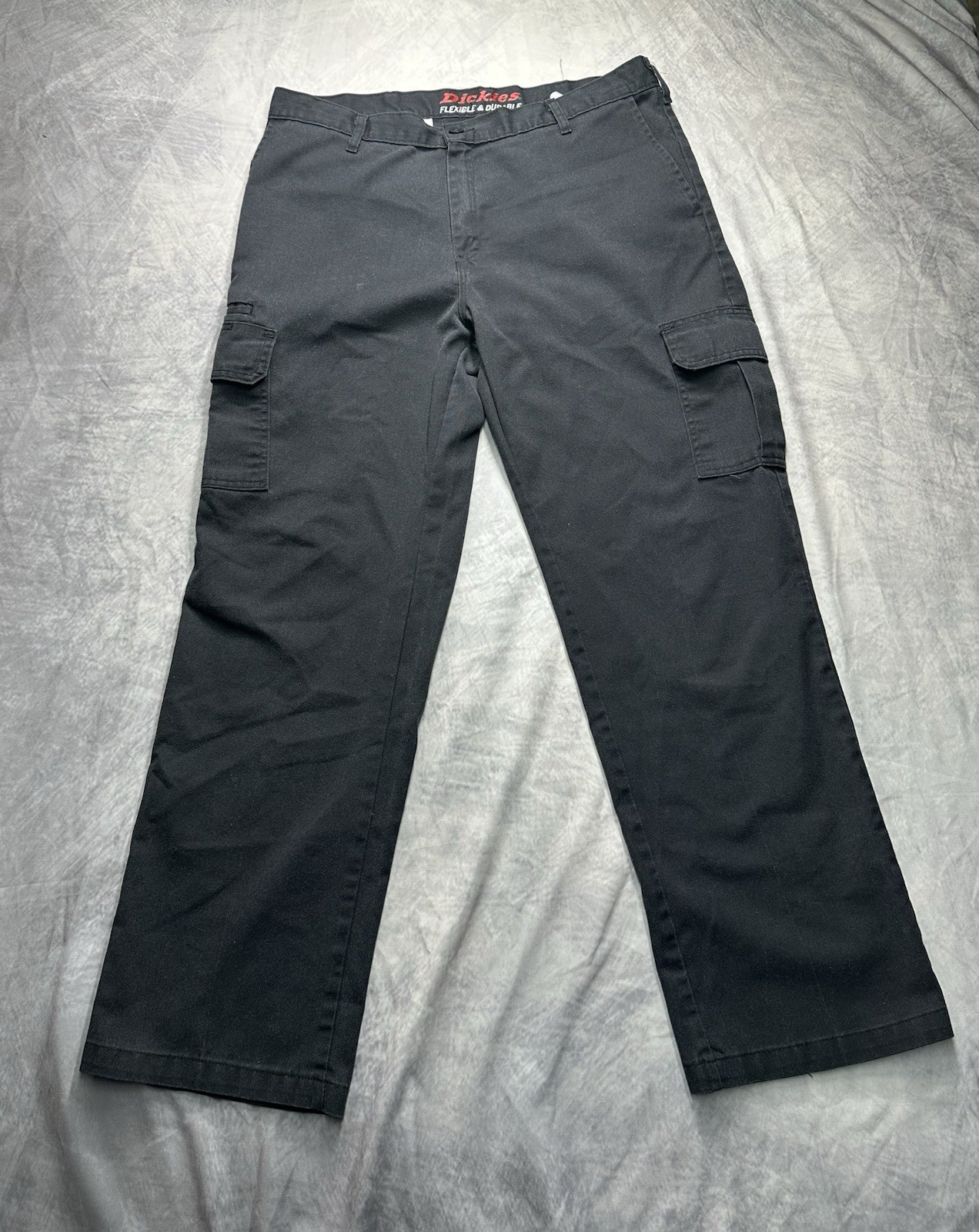 Dickies Flexible and Durable Pants Mens 36×32 Black Cargo Pockets Straight Leg