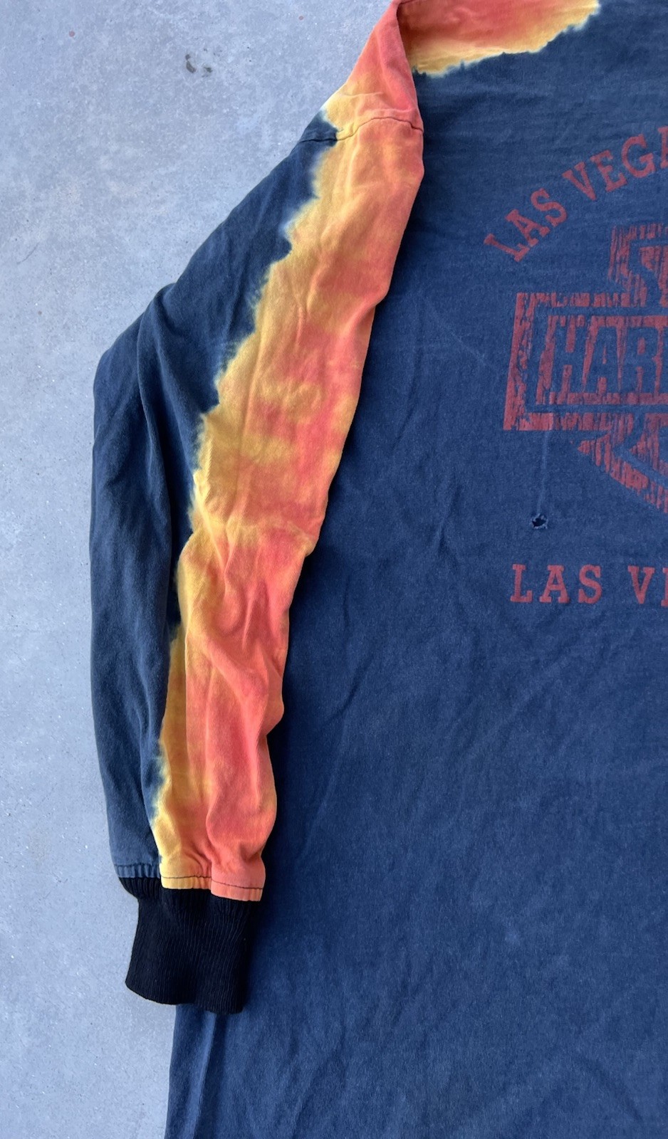 Vintage Harley Davidson Shirt 3XL Long Fire Flames Custom Cuffs DISTRESSED