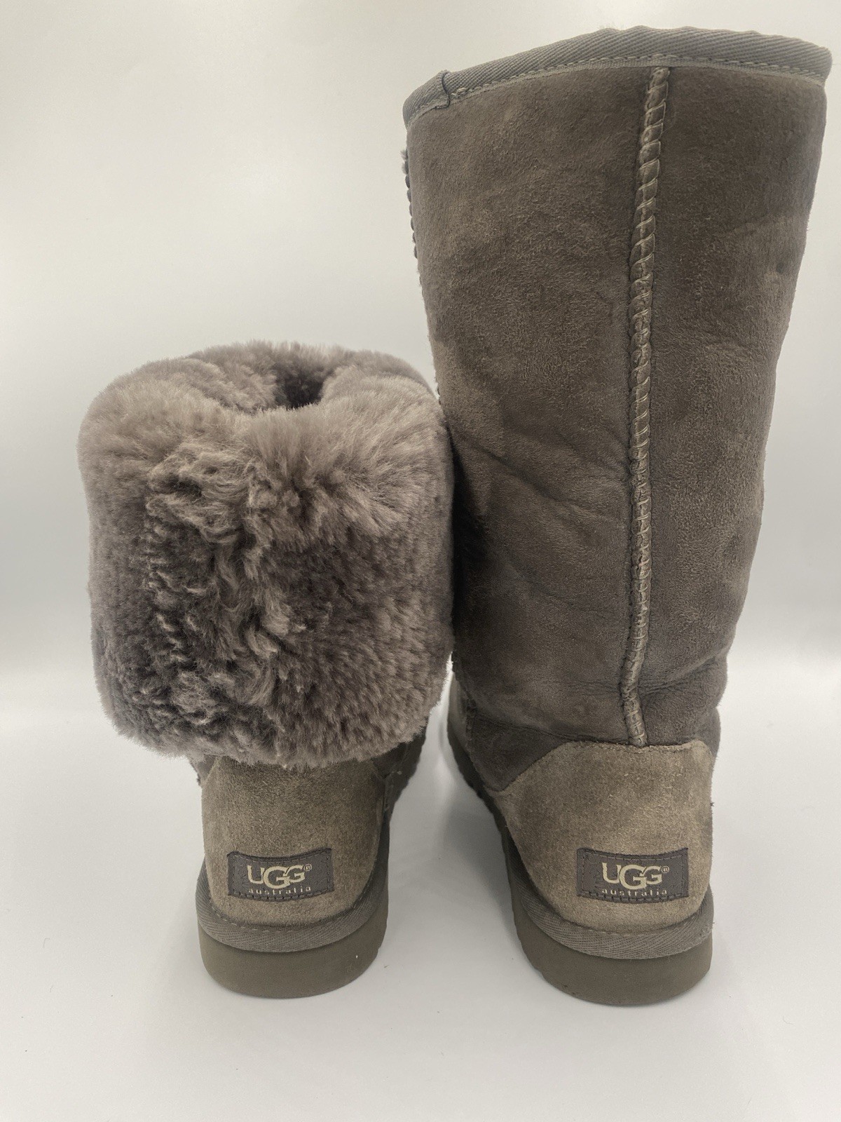 Vintage UGG Australia Classic Tall Suede Boots Grey Size 8 (Read Desc)