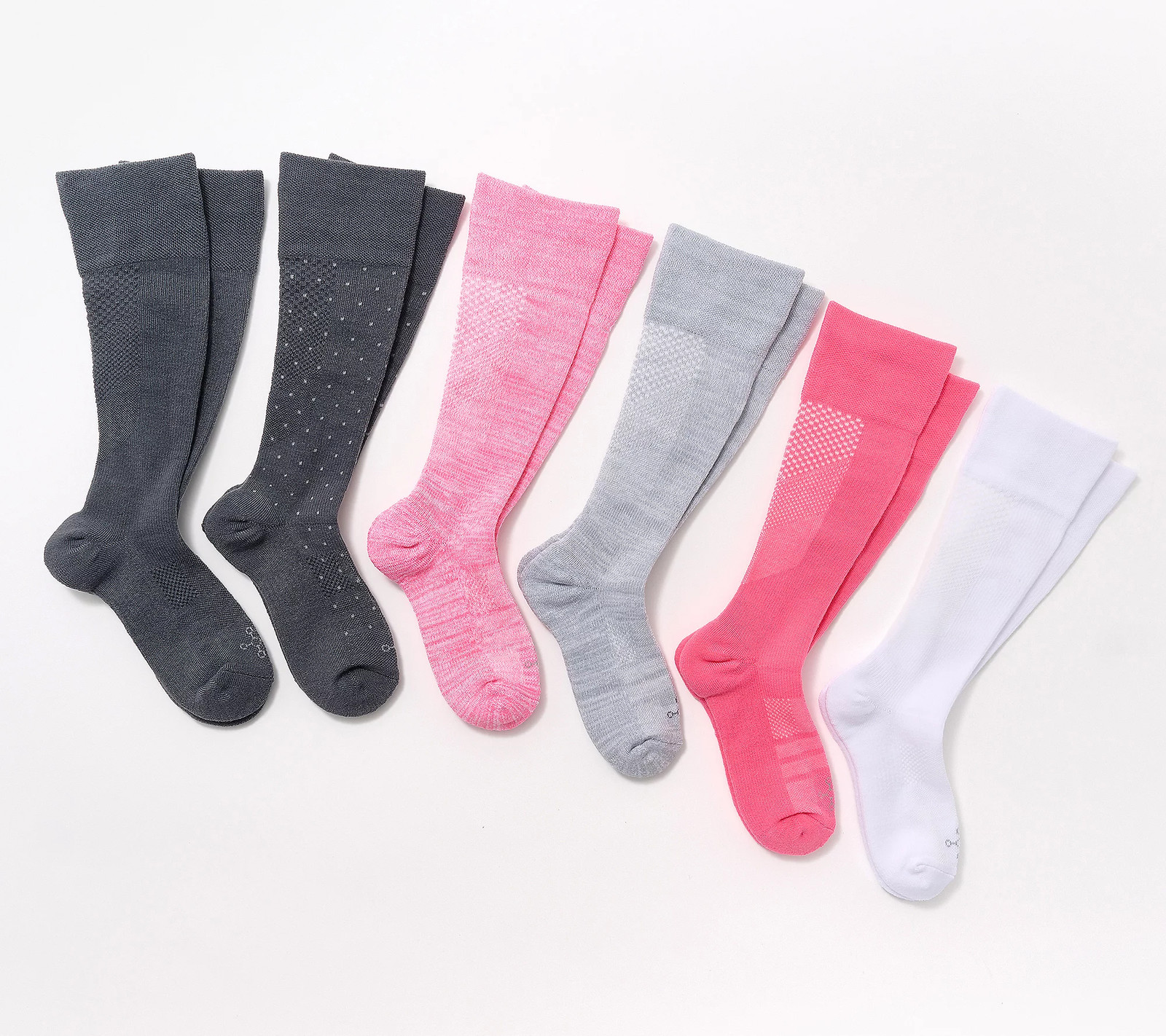 Tommie Copper Pink Dot 6Pk SnugStay OTC Compression Socks – Small