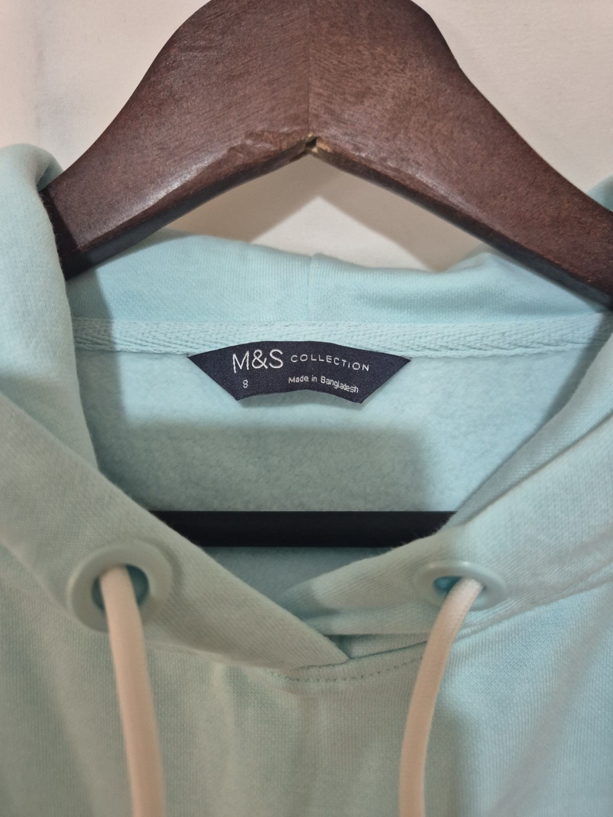 M&S Marks and Spencer Light Blue Hoodie Jumper Sweater Womens 8 Fleece Lined