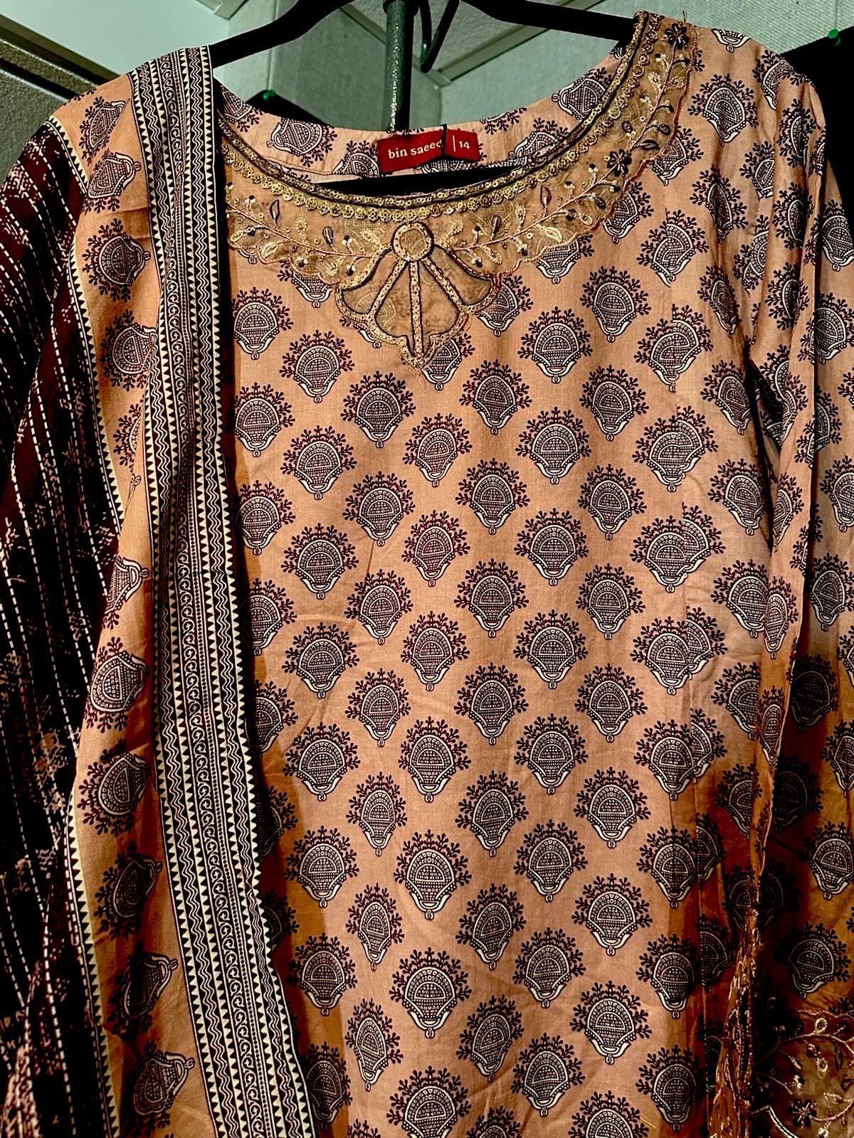 Bin Saeed Lawn Cotton 3 Pc Suit-Premium Cut Work Emb- Aline Style-M & L – $42