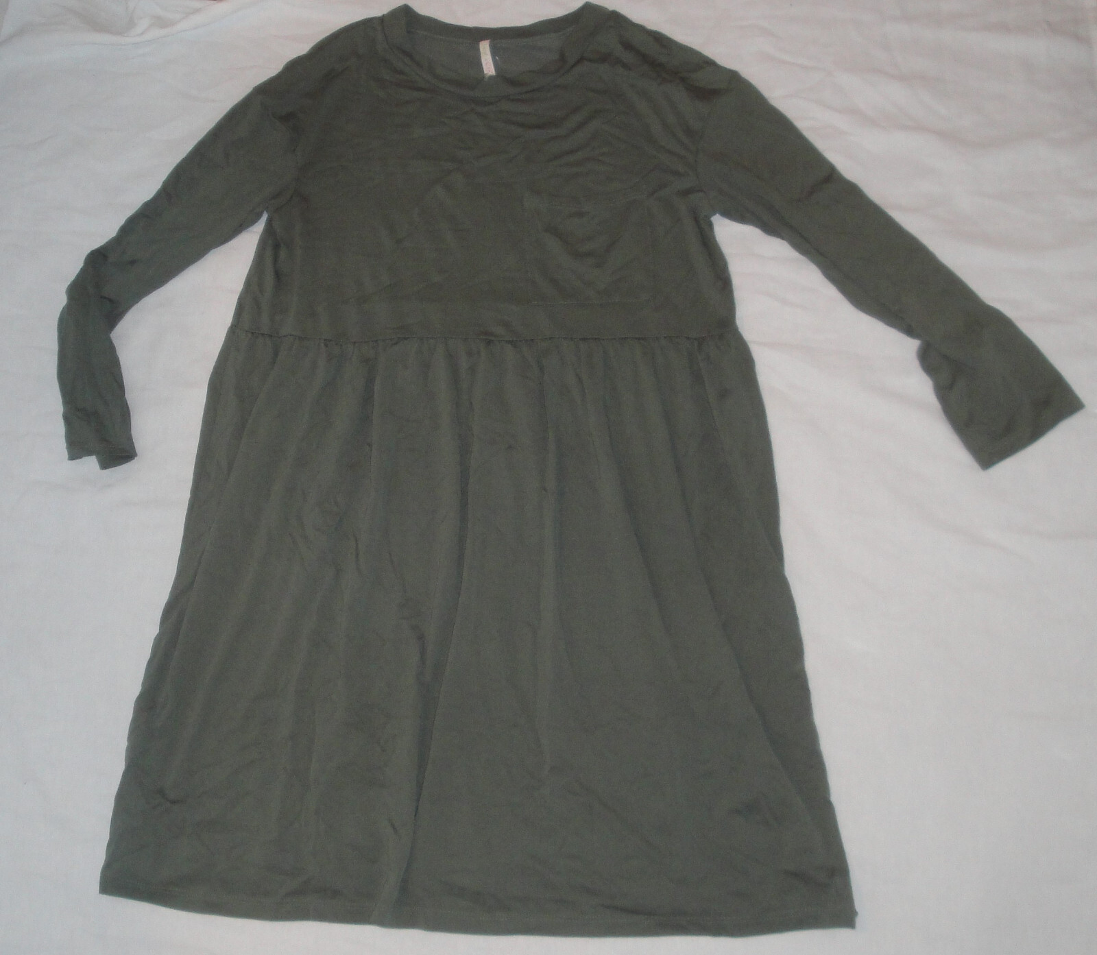 LIME N’ CHILI Casual Shirt Dress,Stretchy,Silky Stretch,Pocket,Olive Green,M