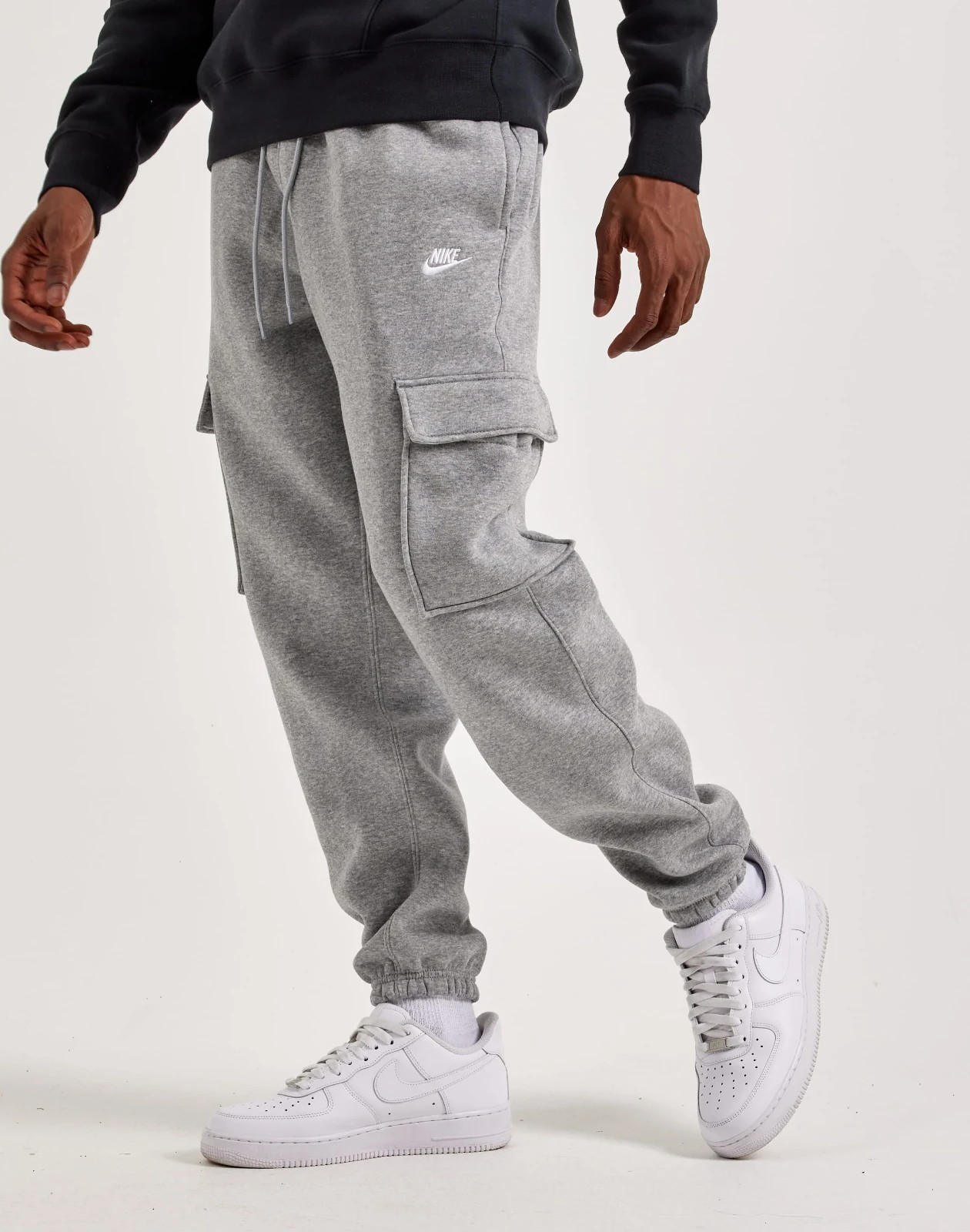 Nike Pants Men XL Gray Heather Club Fleece Cargo Cuffed Jogger Sweats FN3805 063