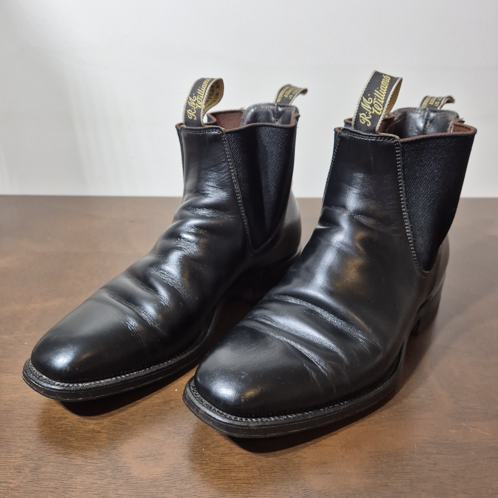 R.M. Williams Comfort Craftsman Boots Black Leather Chelsea Size 7G Wide Topy