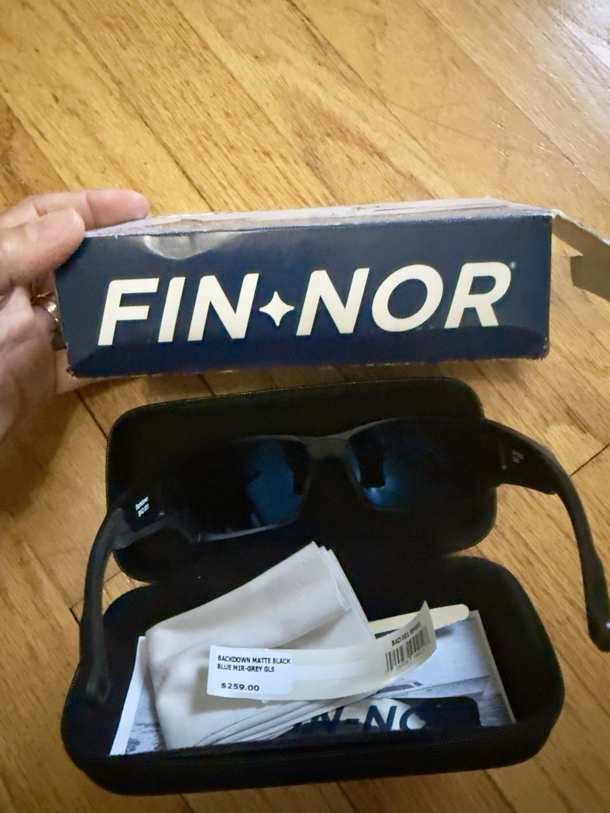 Authentic Fin-Nor 12/0 Sunglasses – Matte Black / Blue Mirror