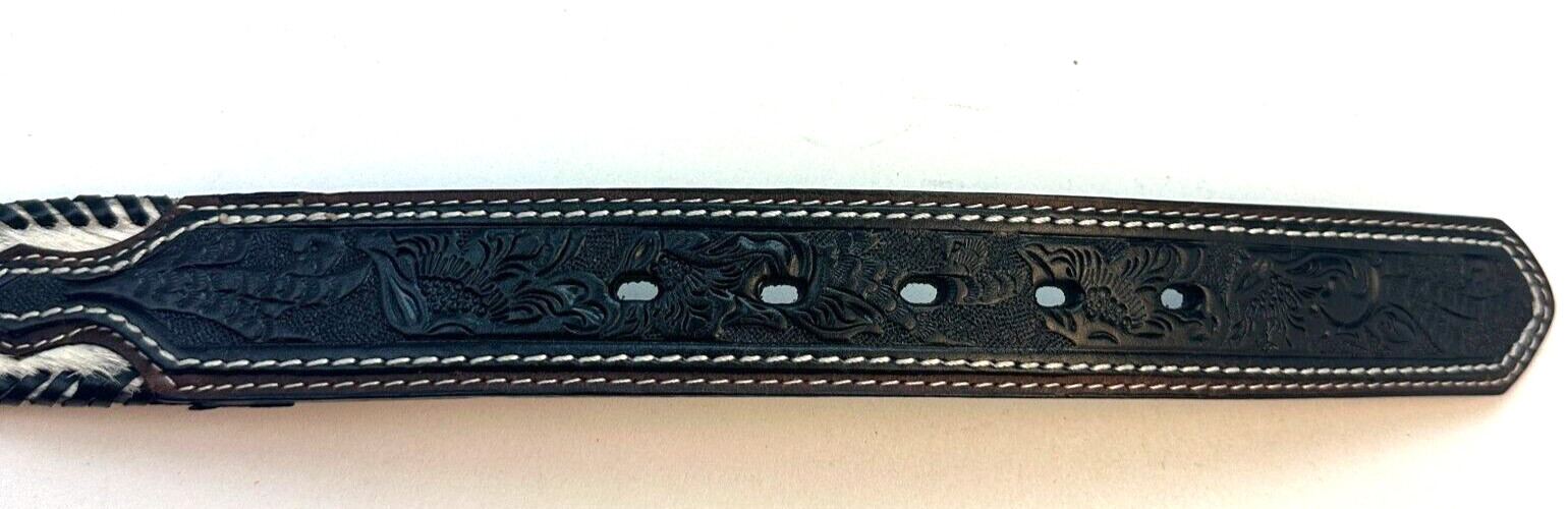 Wrangler Men’s Genuine Leather Belt Size 34 Black/White Fur New