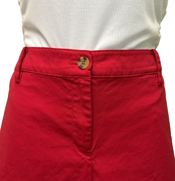 TALBOTS Slim Perfect Cropped Pants Petite Sz 12P Red Chino Style Cotton Spandex