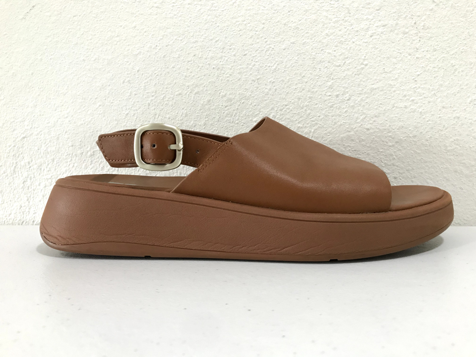 Fitflop F-Mode Tan Leather Platform Back Strap Sandals Women’s Size 10