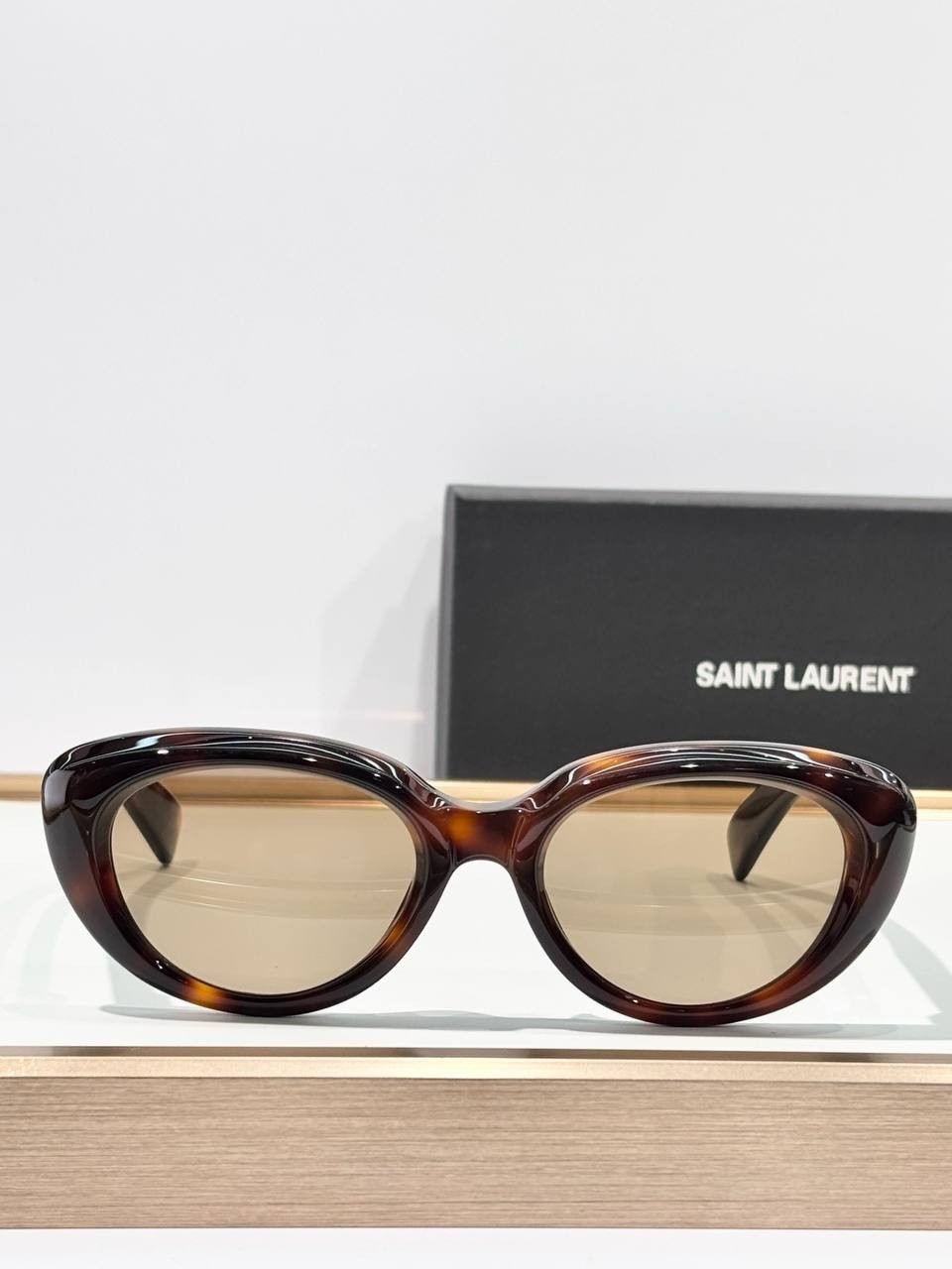 Saint Laurent SL859 Cat Eye Sunglasses Havana Beige Lens Premium Quality