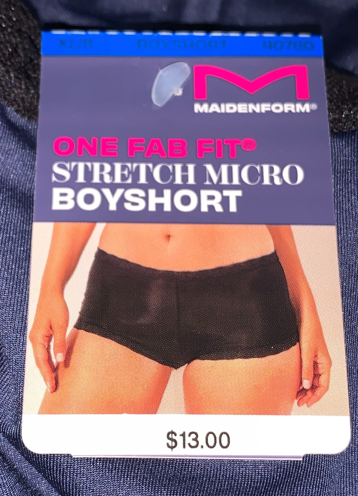 MAIDENFORM Fabulous Fit Classic Lace Trim Navy Blue Boyshort Panty Sz M L XL 2XL