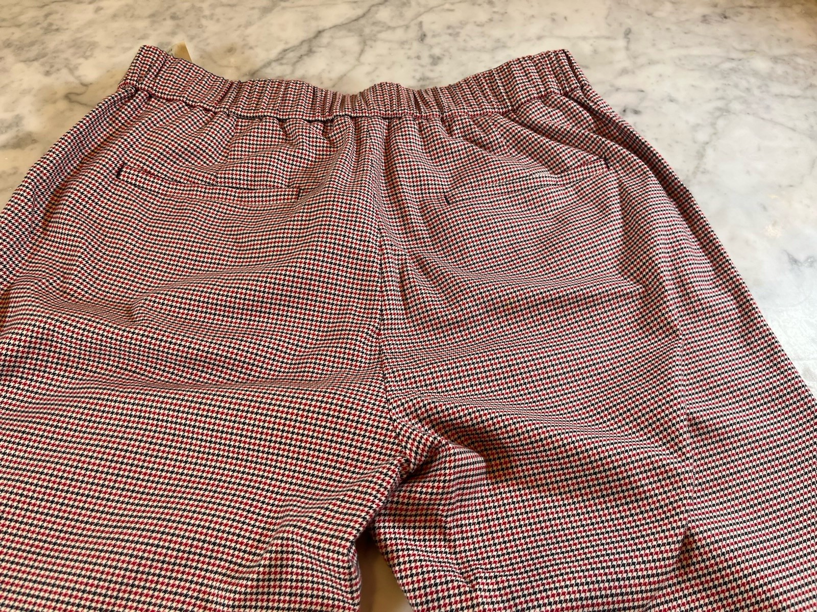 Massimo Dutti Red White Black (or Dark Navy) Houndstooth Cotton Blend Pants, 6
