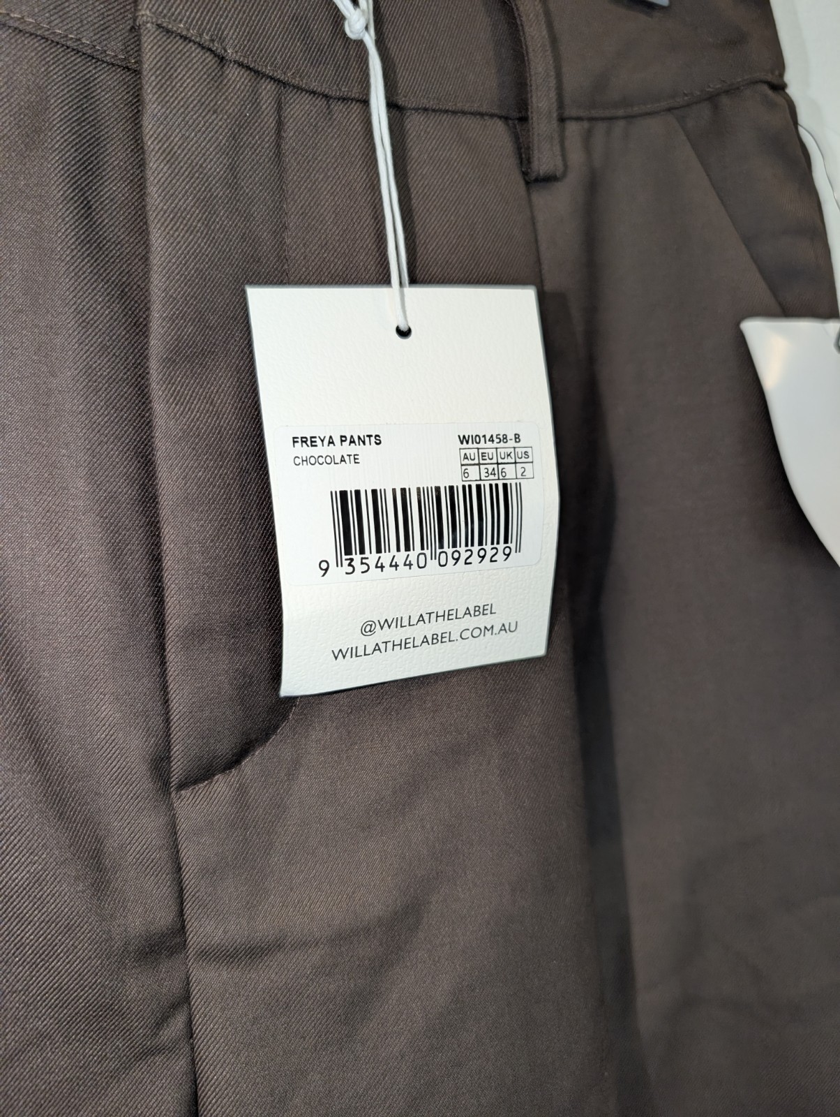 Willa The Label Pants Freya Chocolate Brown Womens Size AU 6 New Tags RRP $99.95