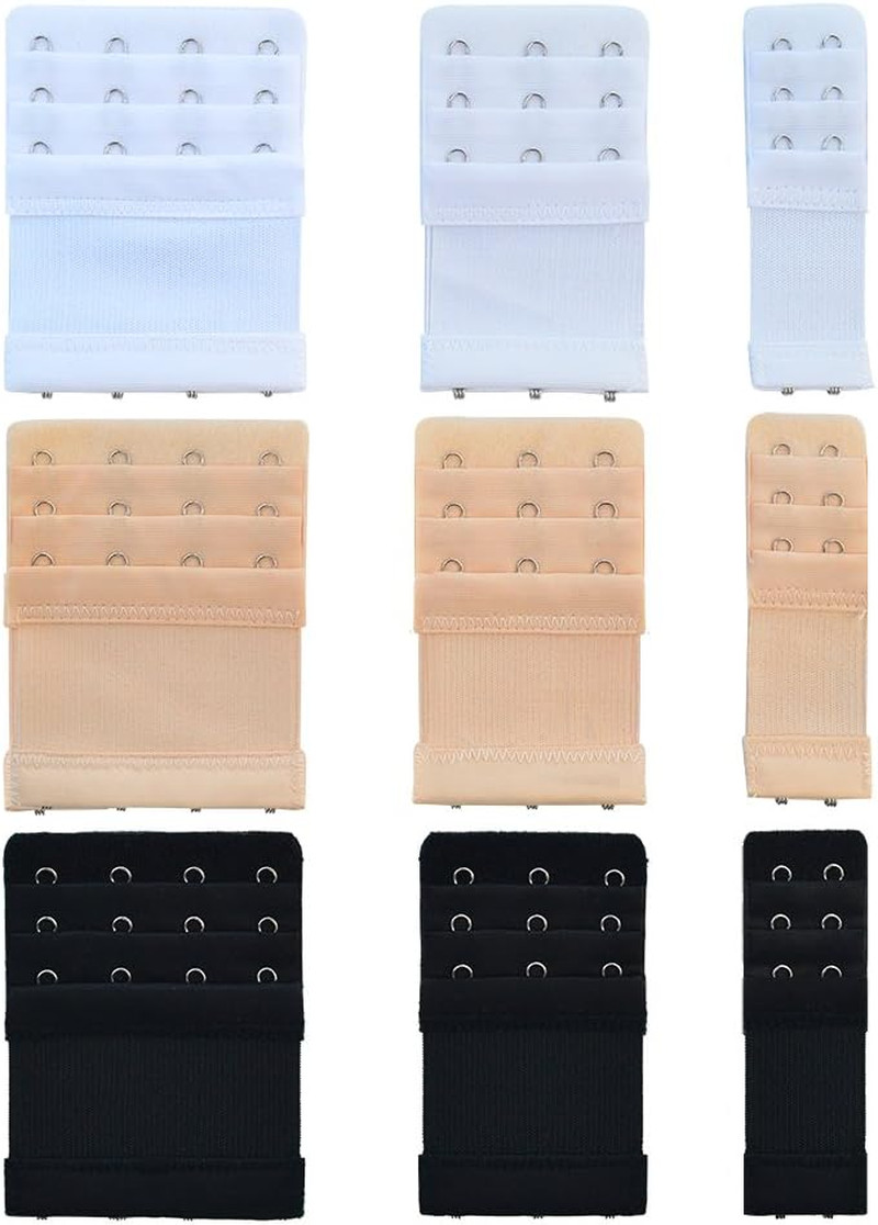 9Pcs Bra Extender 2 Hooks/3 Hooks/4 Hooks Nylon Elastic Back Bra Band Extension