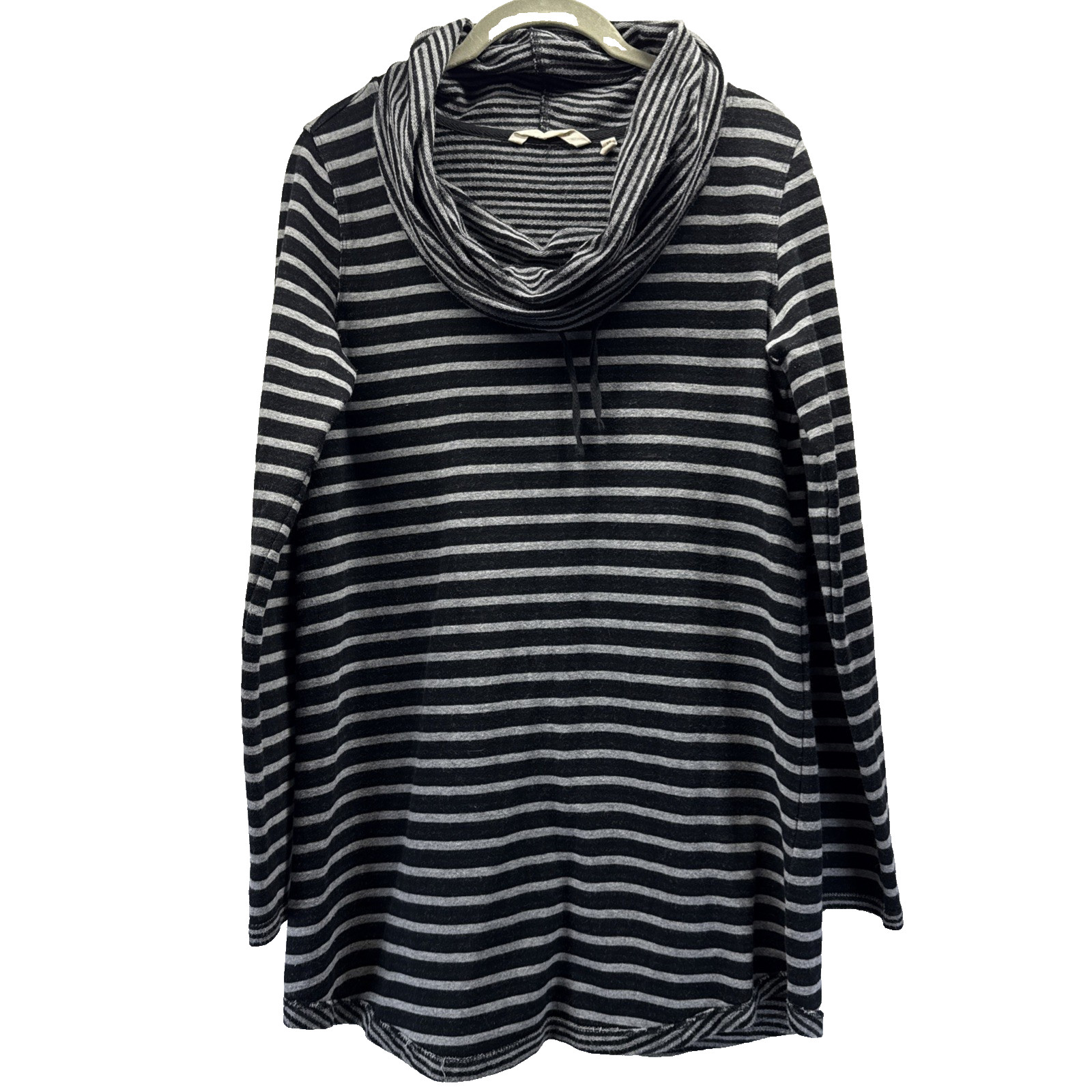 Soft Surrounding Cowl Neck Tunic Top Women’s XS Long Sleeve Black Grey Striped