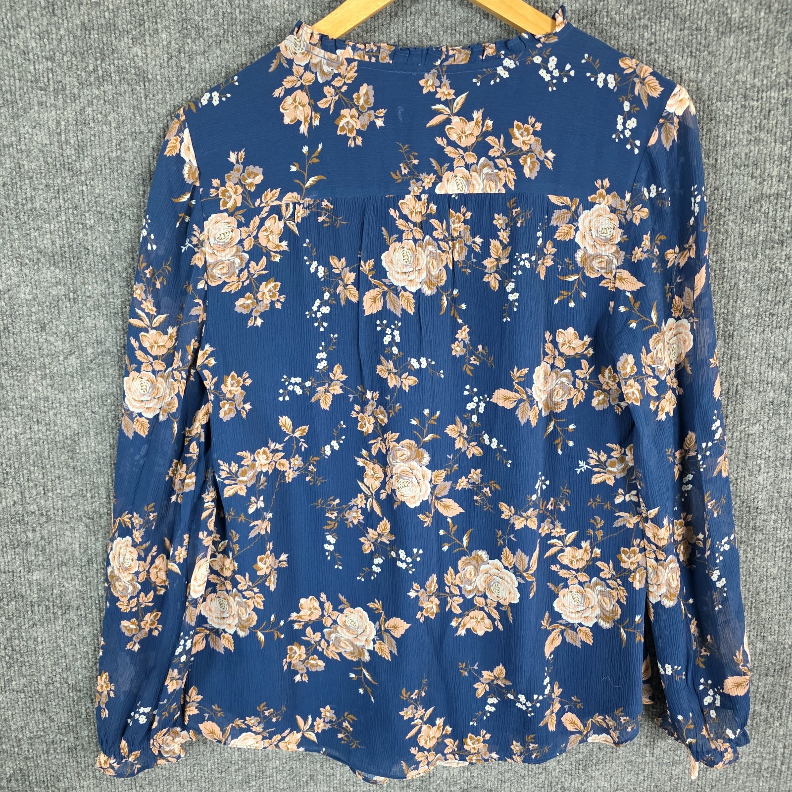 Sundance 100% Silk Blouse XS Blue Floral Boho Peasant Prairie Cottage Top Tunic