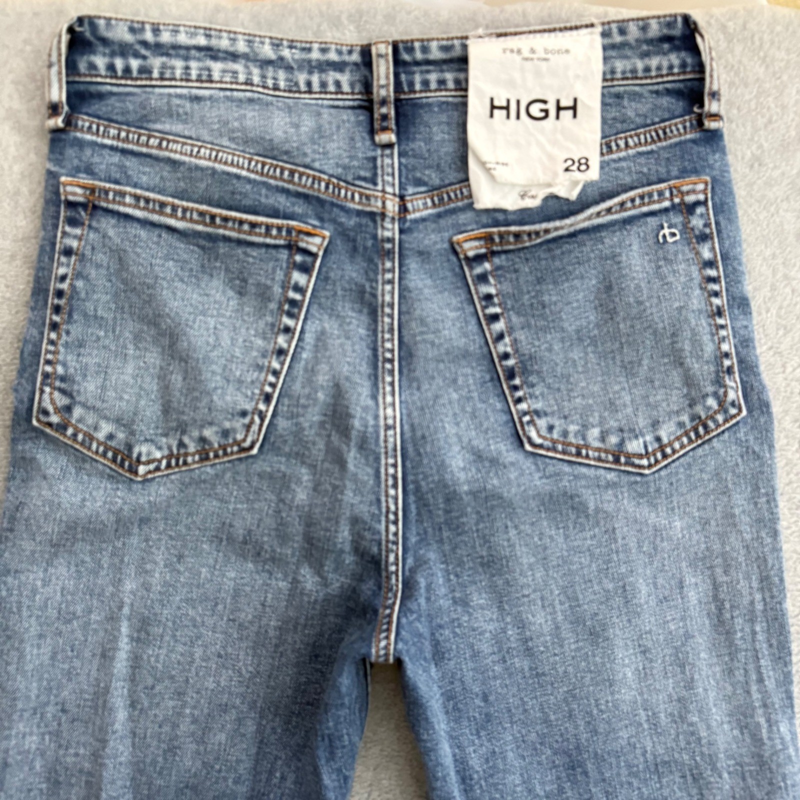 Rag & Bone Casey High Rise Flare Jeans Norwalk Blue Stretch Denim Womens 28×34