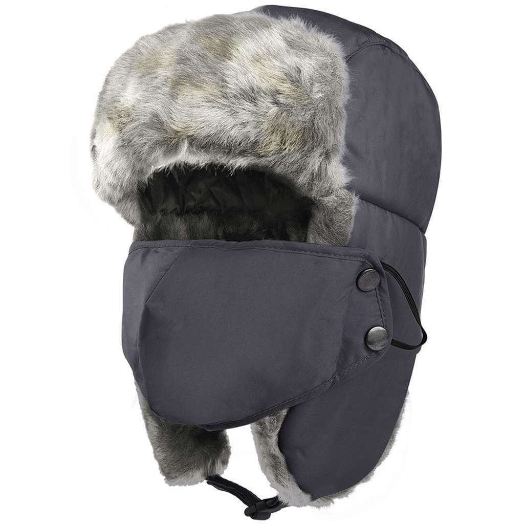 Men Winter Ear Flap Trapper Hat Face Mask Fur thermal Warm Snow Ski Cap Women